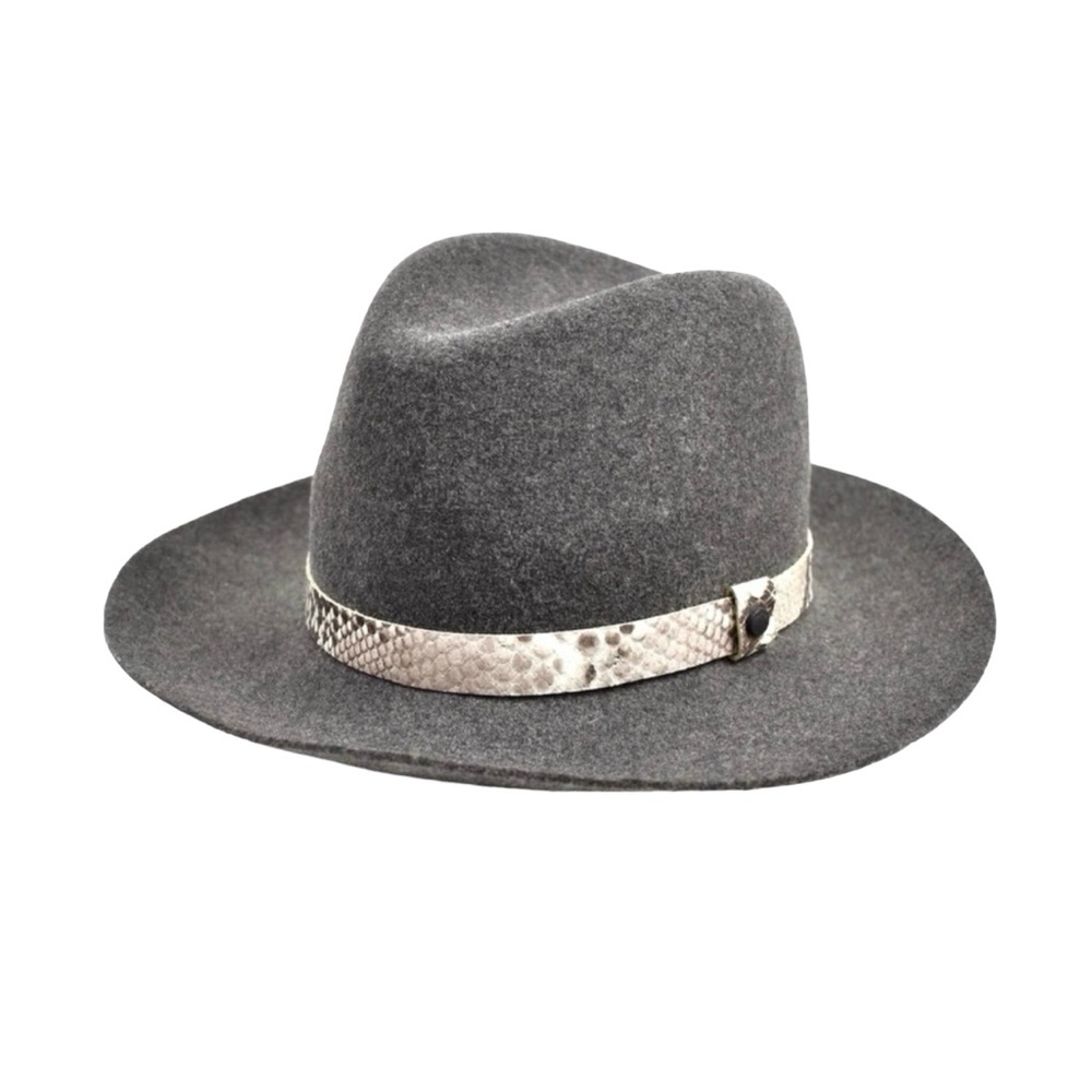 Rag & Bone Floppy Brim Wool Fedora Dark Grey Snake Size M